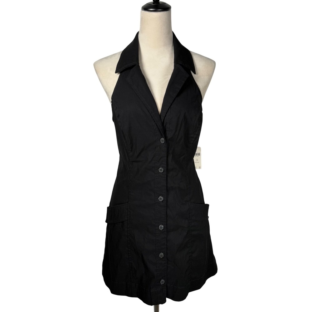 NWT‎ Maeve Anthropologie Lined Linen Blend Halter Mini Dress Side Zip Size LP